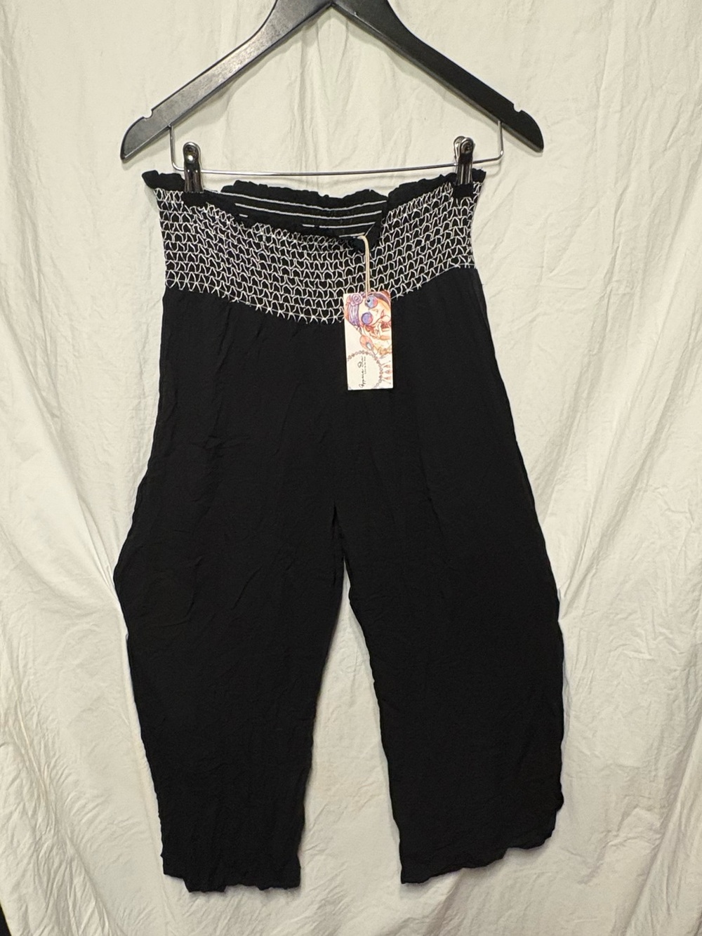 NWT Black Smocked Waist Palazzo Pants